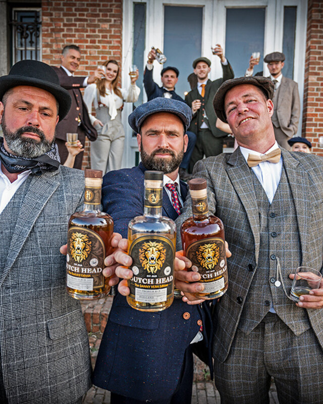 3-teiliger Tweed-Anzug Hahnentritt hellgrau