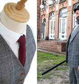 Traje de tweed de 3 piezas Pata de gallo gris claro