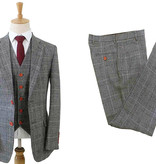 Costume 3 pièces en tweed Houndstooth gris clair