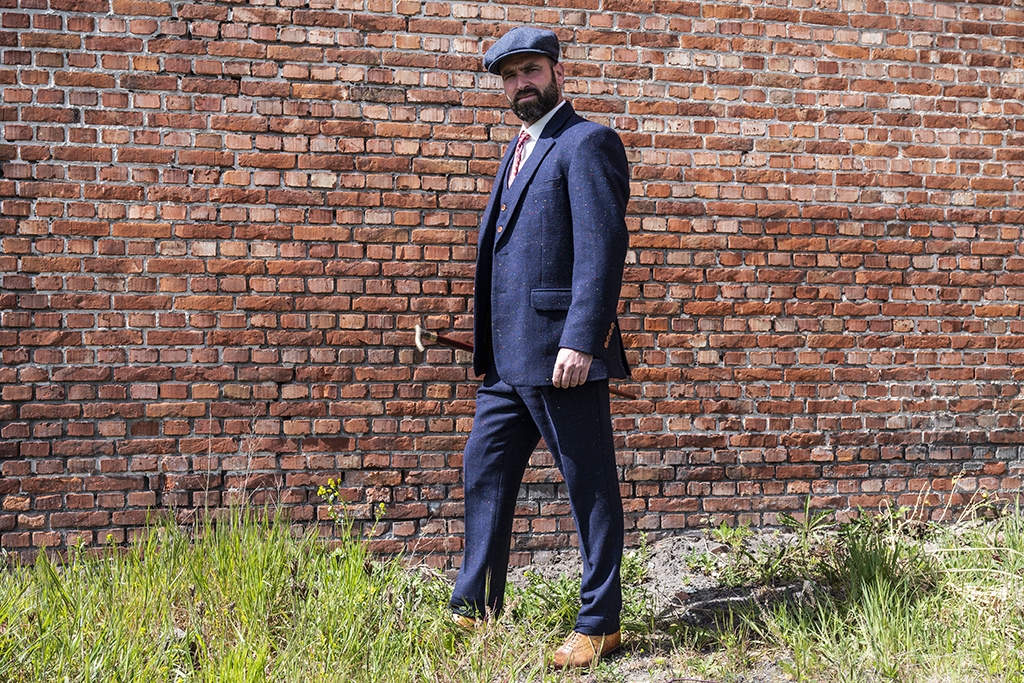 3-piece tweed suit Herringbone Navy Speckel