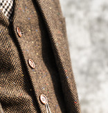 3-teiliger Tweed-Anzug Braun Fischgrätmuster Speckel