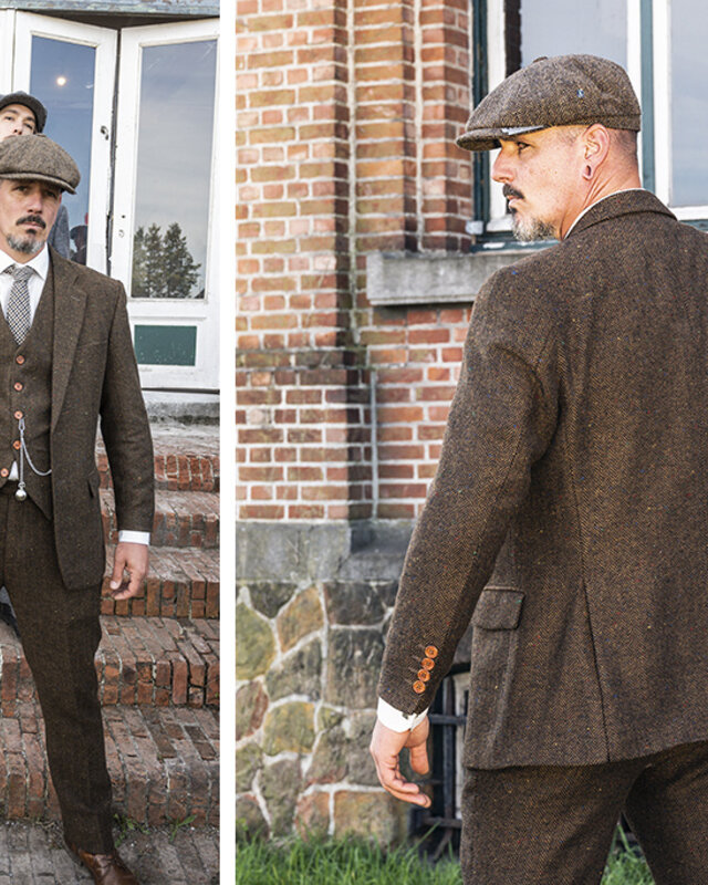 3-piece tweed suit Brown Herringbone Speckel