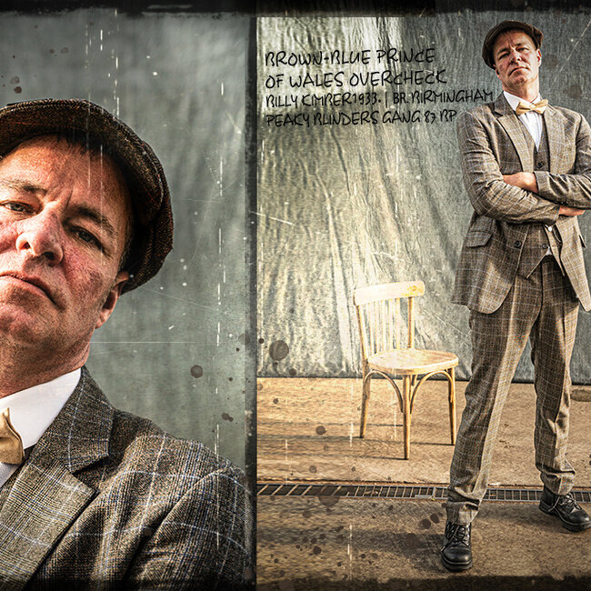 Traje a medida | Traje 3 piezas | Marrón azulado Príncipe de Gales | Billy Kimber | Peaky Blinders