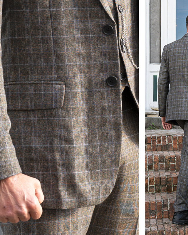 Tailored suit for men | 3-piece suit | Brown-Blue Prince of Wales | Billy Kimber | Peaky Blinders