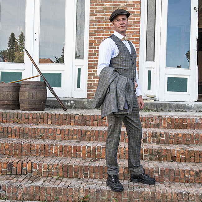 Traje a medida | Traje 3 piezas | Marrón azulado Príncipe de Gales | Billy Kimber | Peaky Blinders