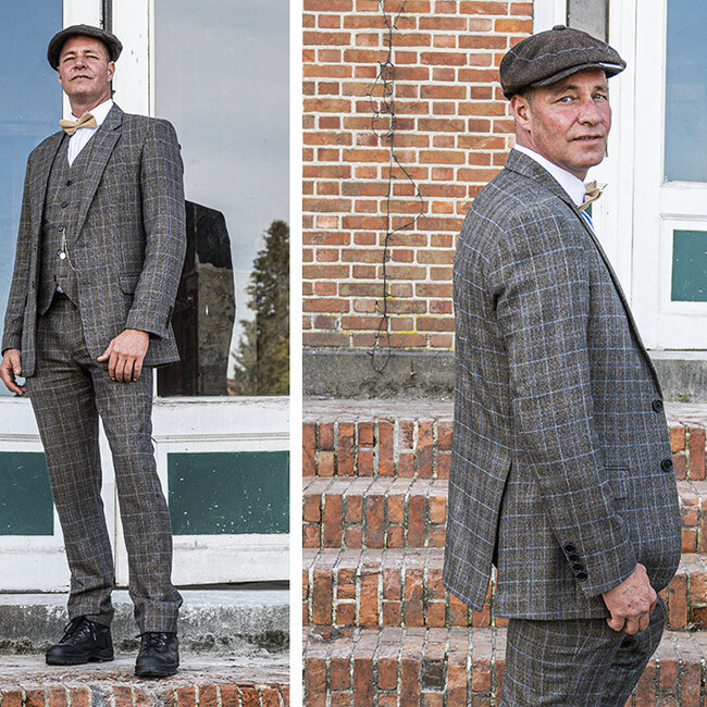 Traje a medida | Traje 3 piezas | Marrón azulado Príncipe de Gales | Billy Kimber | Peaky Blinders