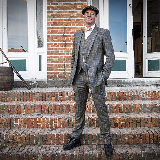 Traje a medida | Traje 3 piezas | Marrón azulado Príncipe de Gales | Billy Kimber | Peaky Blinders
