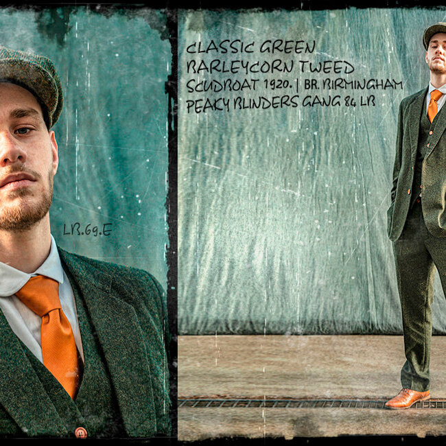 Traje sastre hombre | Traje 3 piezas | Barleycorn Verde | Scudboat | Peaky Blinders