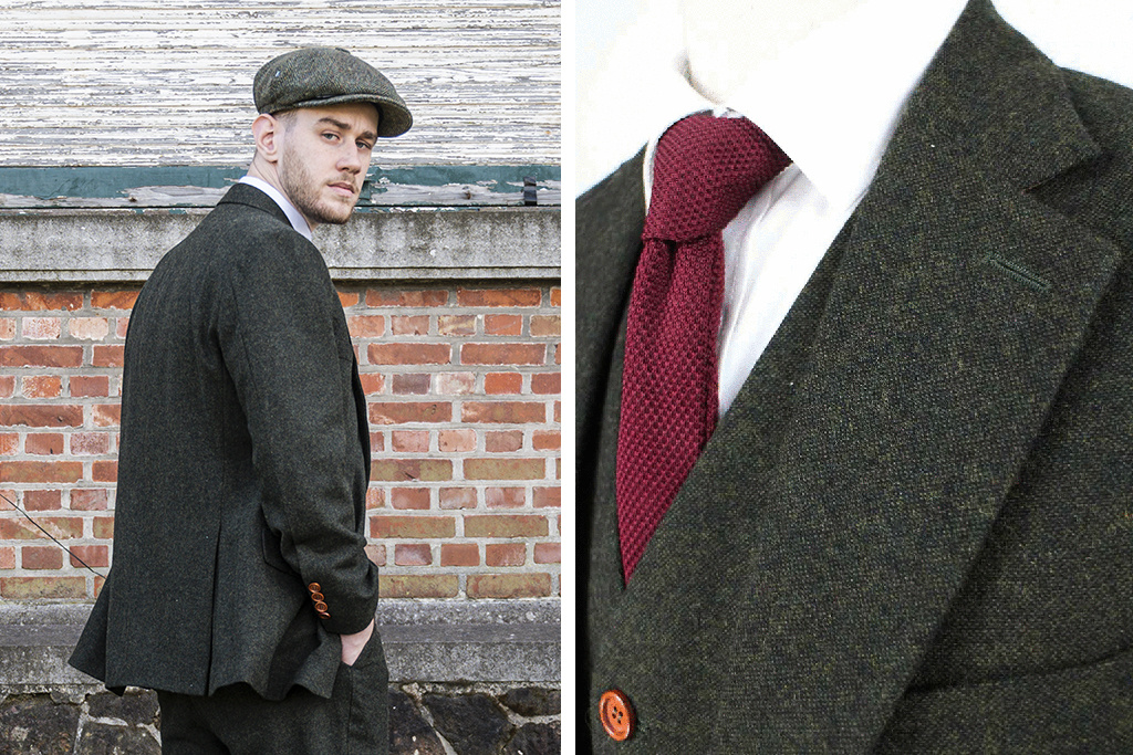 Veste d'équitation vintage homme vert trow moulin tweed 49