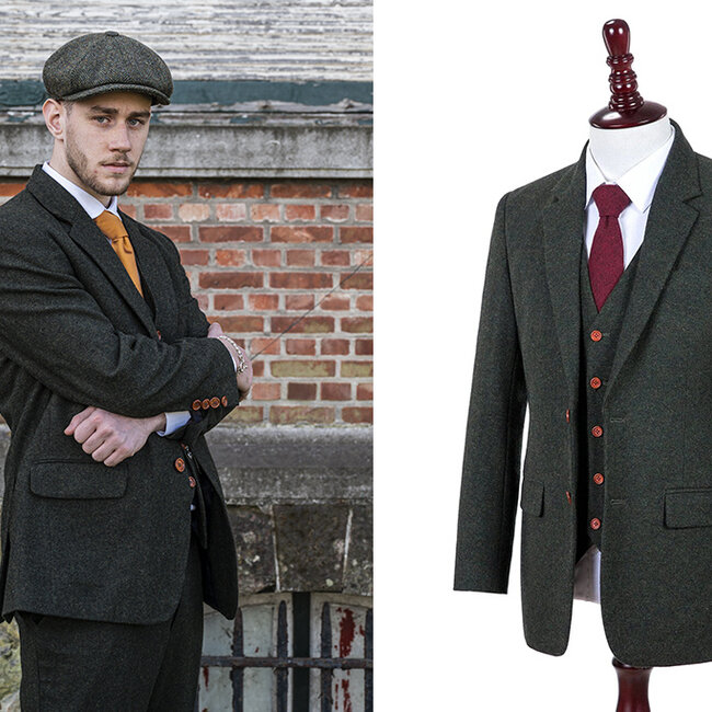 Traje sastre hombre | Traje 3 piezas | Barleycorn Verde | Scudboat | Peaky Blinders