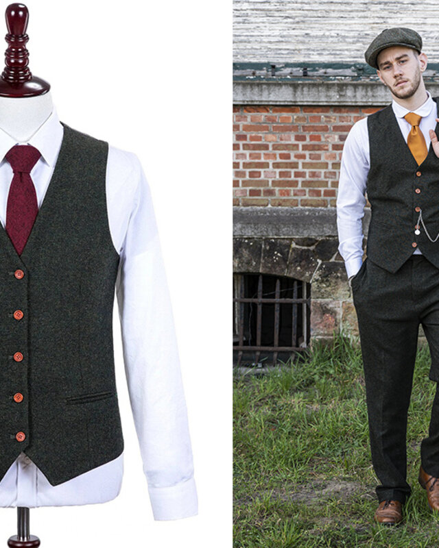 Traje sastre hombre | Traje 3 piezas | Barleycorn Verde | Scudboat | Peaky Blinders