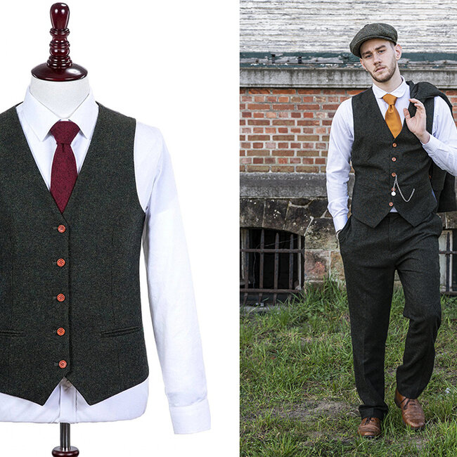 Traje sastre hombre | Traje 3 piezas | Barleycorn Verde | Scudboat | Peaky Blinders
