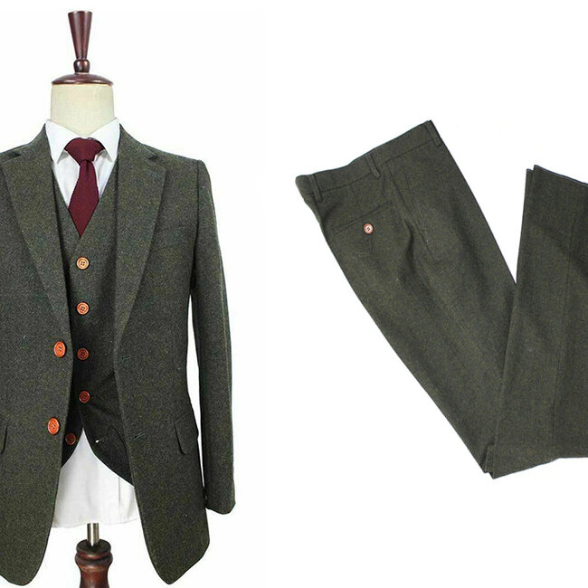 Traje sastre hombre | Traje 3 piezas | Barleycorn Verde | Scudboat | Peaky Blinders