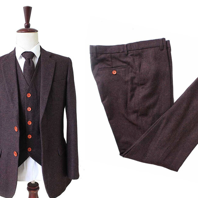 Maatpak voor heren | 3-delig pak | donkerbruin Barleycorn | John Shelby | Peaky Blinders