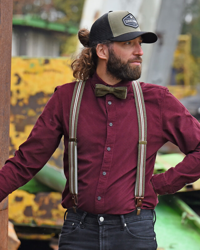 Sir Redman Suspenders and bow tie combo pack | Green / bordeaux / off-white | Traditional Suspenders for men