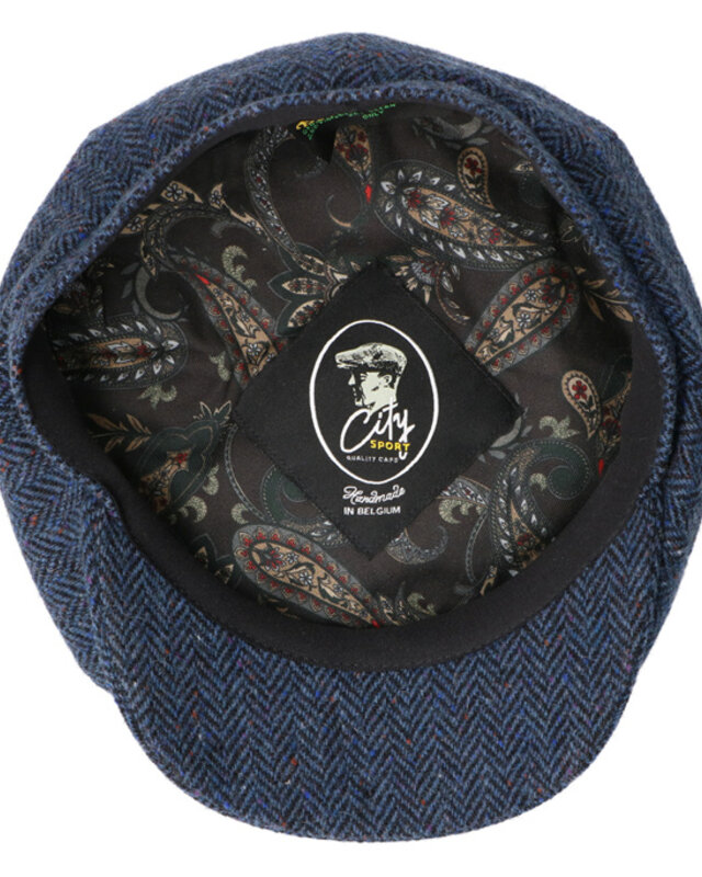 CitySport Cap Deluxe | Blauw Wol Visgraat | 8-Panelen