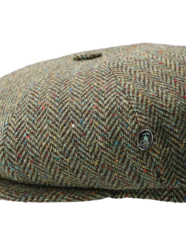 CitySport Cap Deluxe | Green Wool Herringbone | 8 Panels