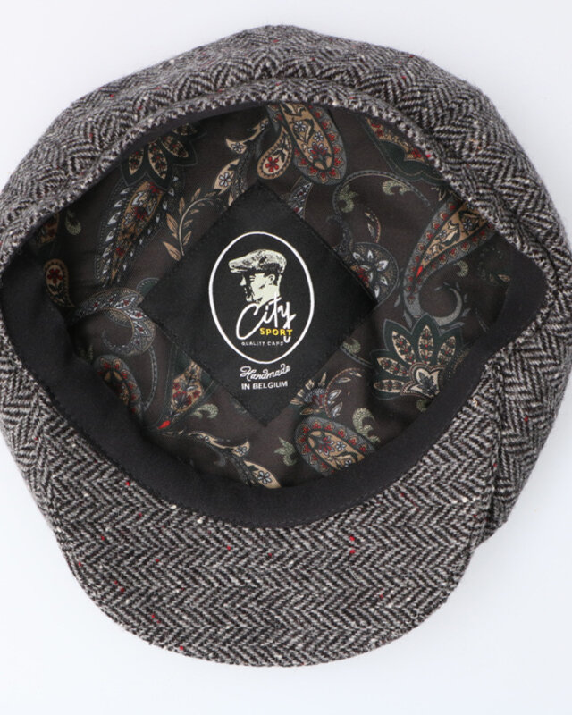 Casquette CitySport Deluxe | Gris laine à chevrons | 8 panneaux