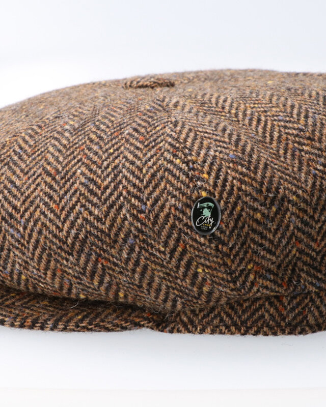 Gorra CitySport Deluxe | Marrón lana en espiga | 8 paneles