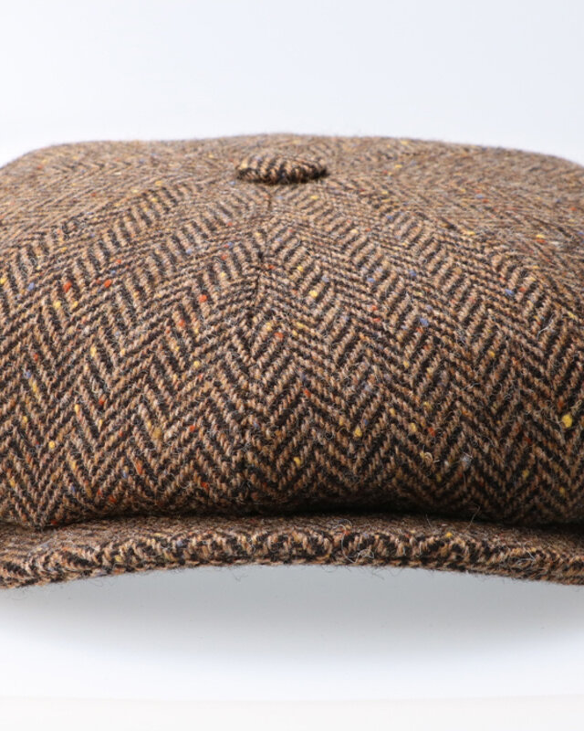 Gorra CitySport Deluxe | Marrón lana en espiga | 8 paneles