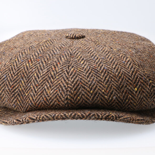 CitySport Cap Deluxe | Braunes Woll-Fischgrätenmuster | 8-teilig