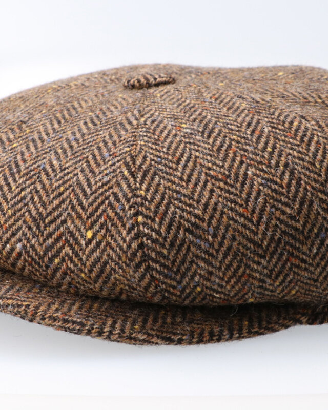 Gorra CitySport Deluxe | Marrón lana en espiga | 8 paneles