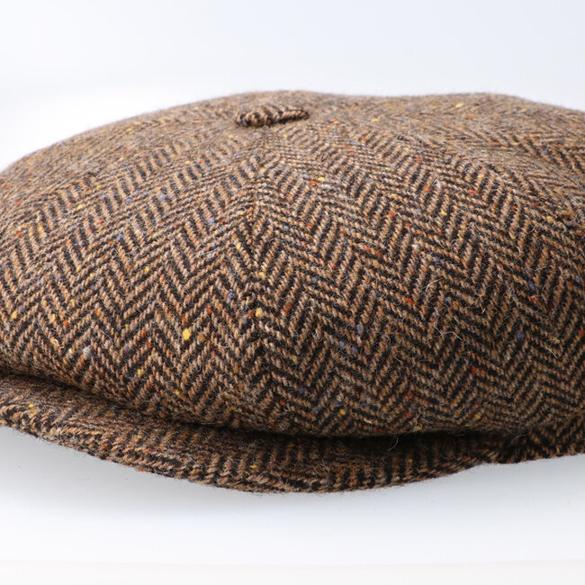CitySport Cap Deluxe | Braunes Woll-Fischgrätenmuster | 8-teilig