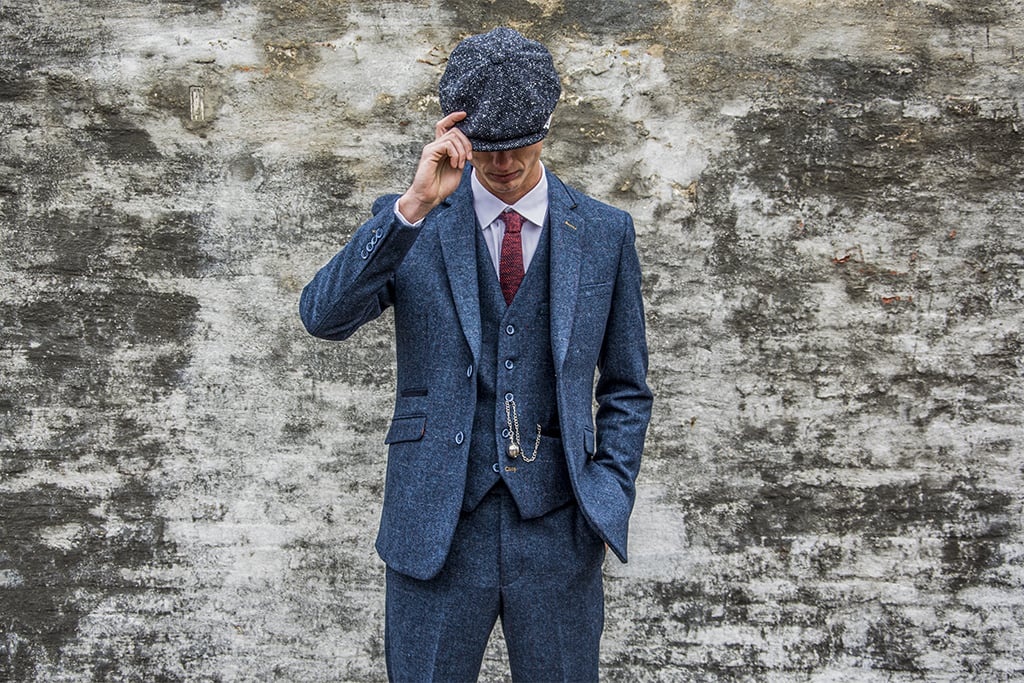 Men's Black Collar Viscose Lining Peaky Blinders Suit Peaky