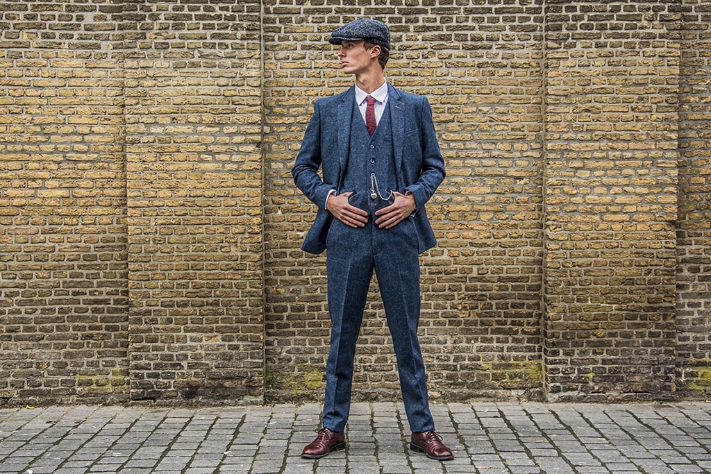 Cavani Traje de 3 piezas Peaky Blinders Carnegi Traje azul - Traje listo para usar