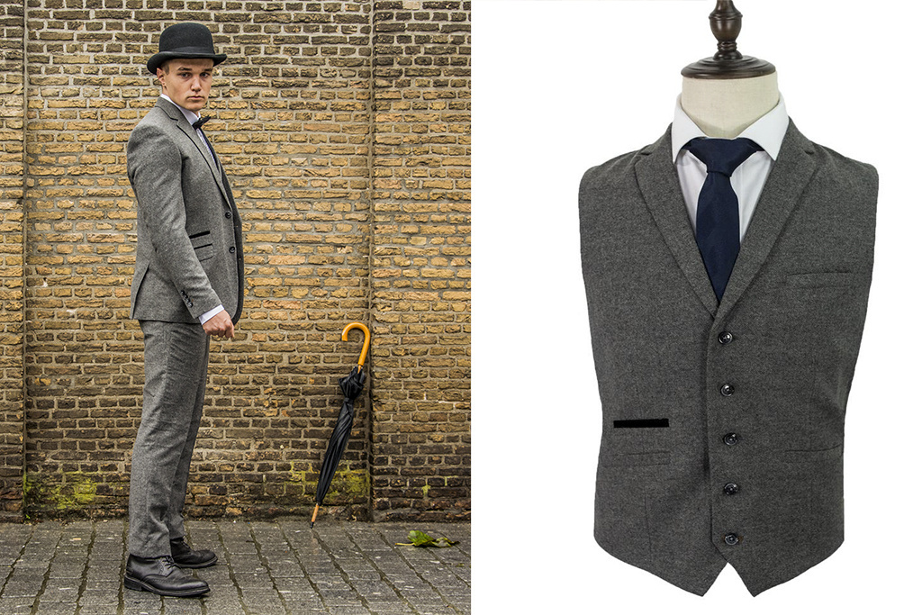 Traje de 3 piezas Peaky Blinders Martez Grey - Traje listo para usar