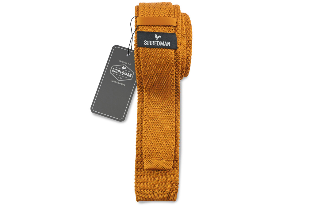 Sir Redman Cravate de luxe | Cognac | Tricotée | Cravate élégante pour homme