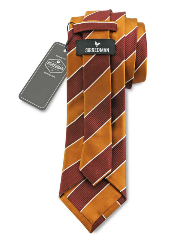 Sir Redman Luxe Stropdas | Cognac/bordeaxrood | Gewoven Silk | Elegante stropdas voor mannen