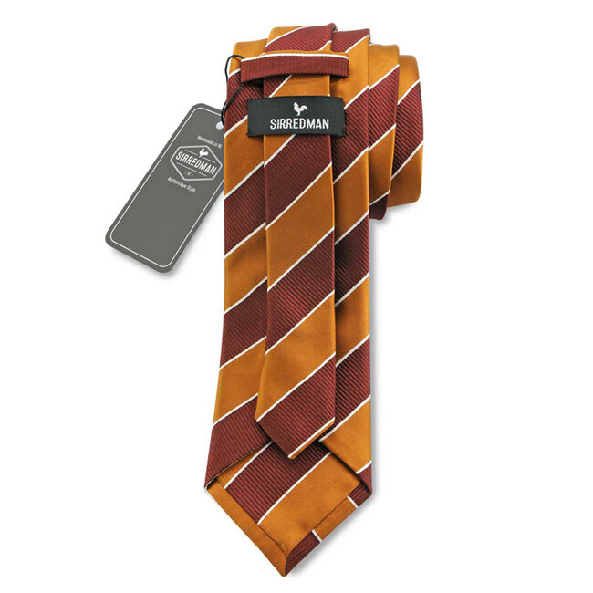 Sir Redman Luxe Stropdas | Cognac/bordeaxrood | Gewoven Silk | Elegante stropdas voor mannen