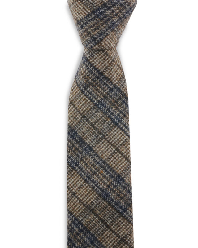 Sir Redman Tweed Tie | Brown/Blue | Wool Tweed | Elegant tie for men