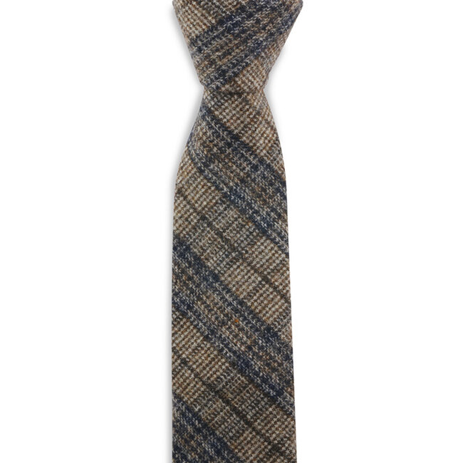 Sir Redman Cravate en tweed | Marron/Bleu | Tweed de laine | Cravate élégante pour hommes