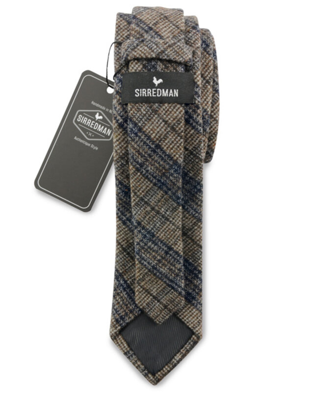 Sir Redman Tweed Stropdas | Bruin/blauw | Wol Tweed | Elegante stropdas voor mannen