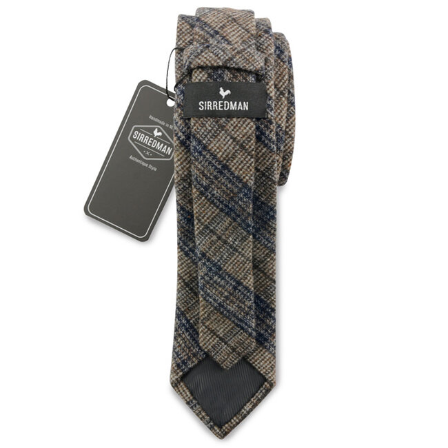 Sir Redman Cravate en tweed | Marron/Bleu | Tweed de laine | Cravate élégante pour hommes