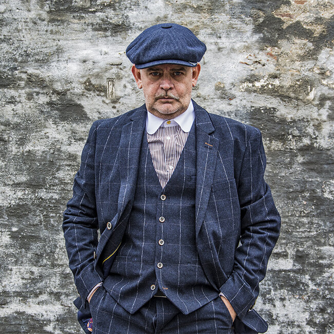 Cavani Traje para hombre | Traje de 3 piezas | azul marino a cuadros | John Shelby | Peaky Blinders