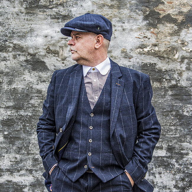 Cavani Traje para hombre | Traje de 3 piezas | azul marino a cuadros | John Shelby | Peaky Blinders