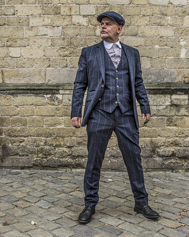 Cavani Herren Anzug | 3-teiliger Anzug | marineblau kariert | John Shelby | Peaky Blinders