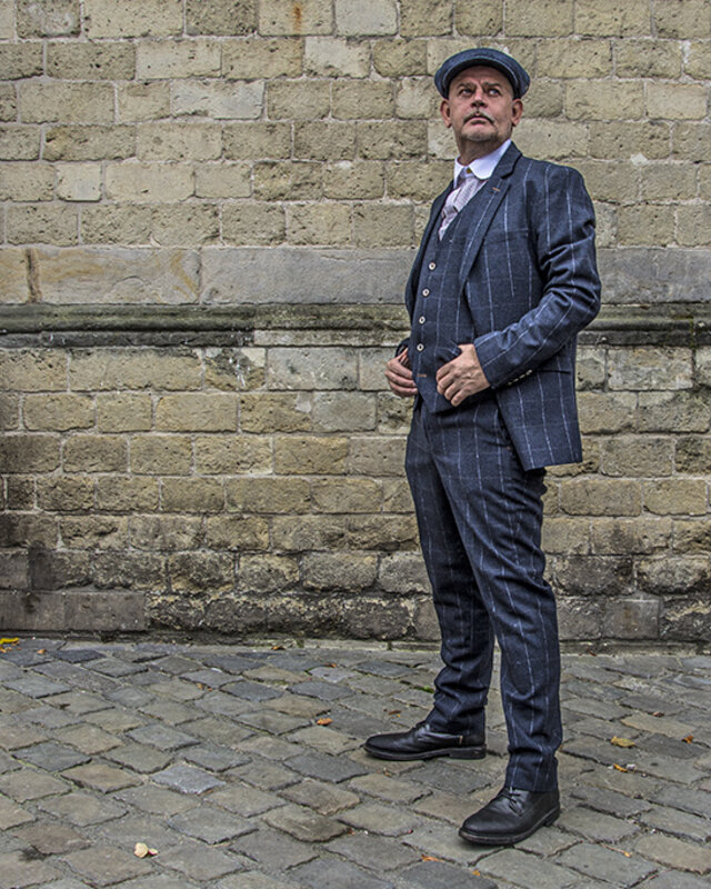 Cavani Traje para hombre | Traje de 3 piezas | azul marino a cuadros | John Shelby | Peaky Blinders