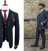 Cavani Traje para hombre | Traje de 3 piezas | azul marino a cuadros | John Shelby | Peaky Blinders