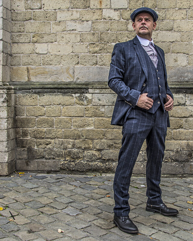 Cavani Traje para hombre | Traje de 3 piezas | azul marino a cuadros | John Shelby | Peaky Blinders