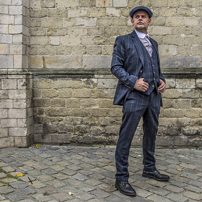 Cavani Traje para hombre | Traje de 3 piezas | azul marino a cuadros | John Shelby | Peaky Blinders