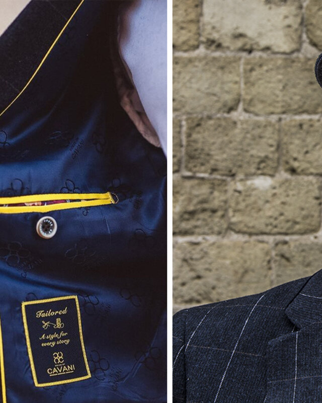 Cavani Pak voor heren | 3-delig pak | marineblauw geruit | John Shelby | Peaky Blinders