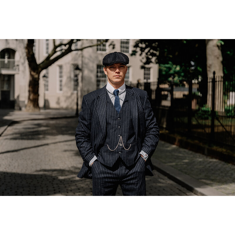 3-piece tweed suit  Classic Navy Chalk Stripe