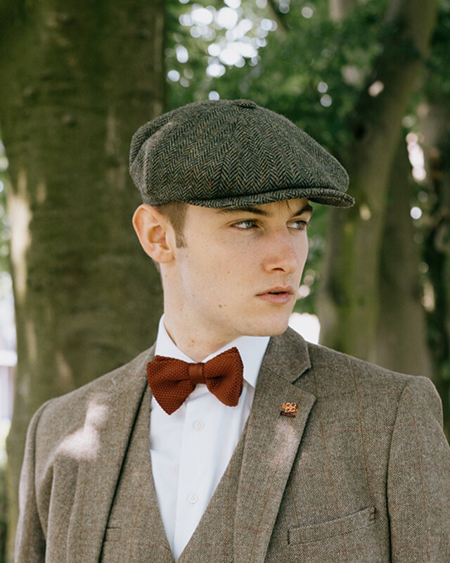 CitySport Cap Deluxe | Green Wool Herringbone | 8 Panels