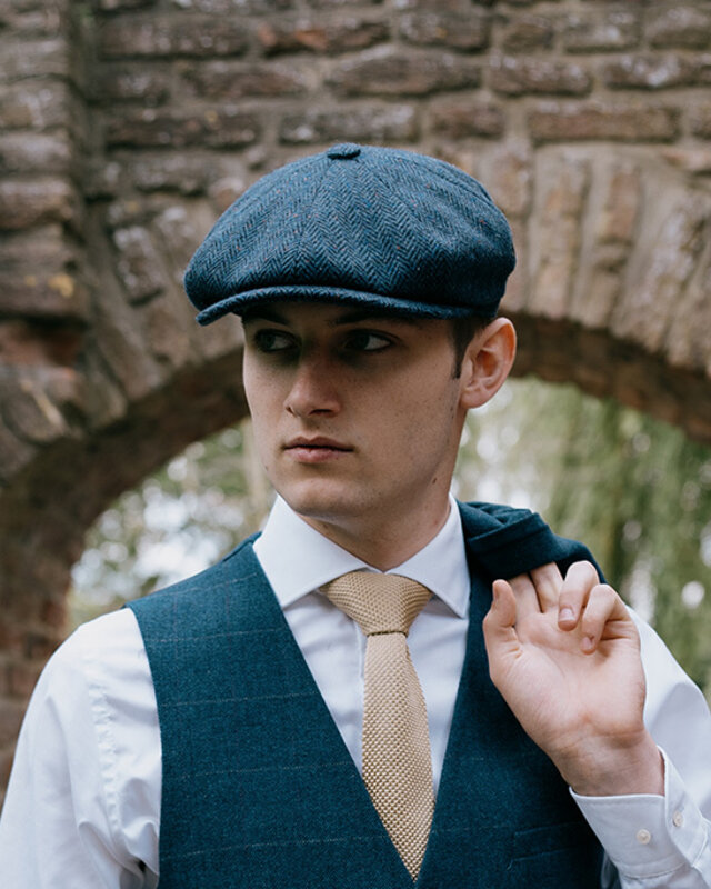 Casquette CitySport Deluxe | Bleu laine à chevrons | 8 panneaux