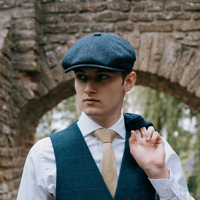 CitySport Cap Deluxe | Blue Wool Herringbone | 8 Panels