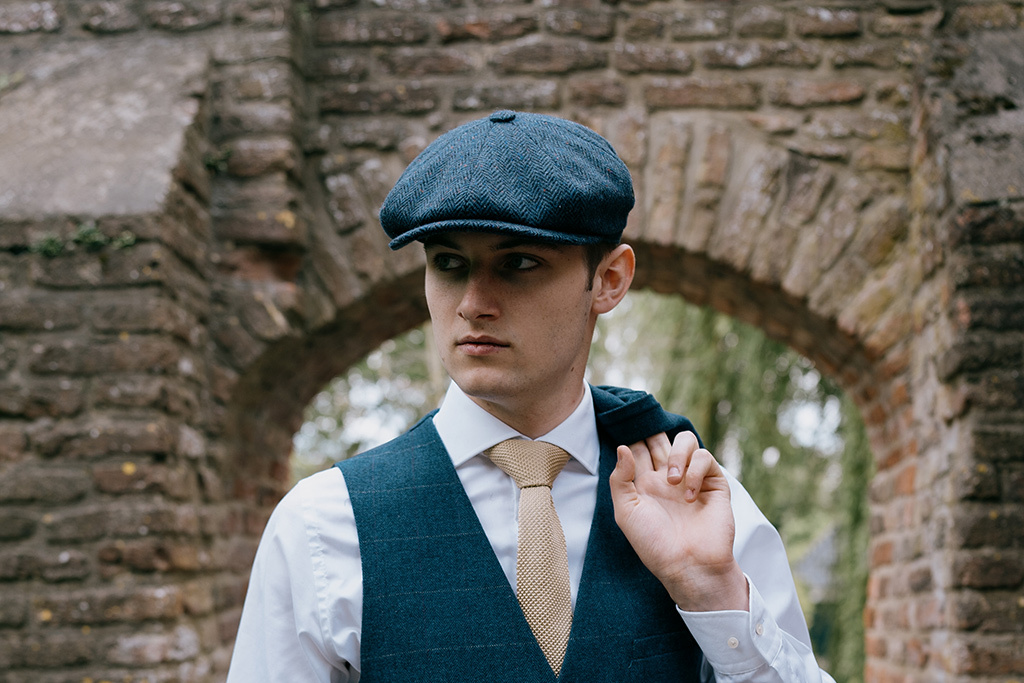 CitySport Cap Deluxe | Blue Wool Herringbone | 8 Panels - Shelby